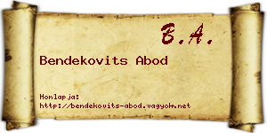 Bendekovits Abod névjegykártya